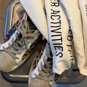 Golden Goose Leopard Print Sneakers - Beige and White
